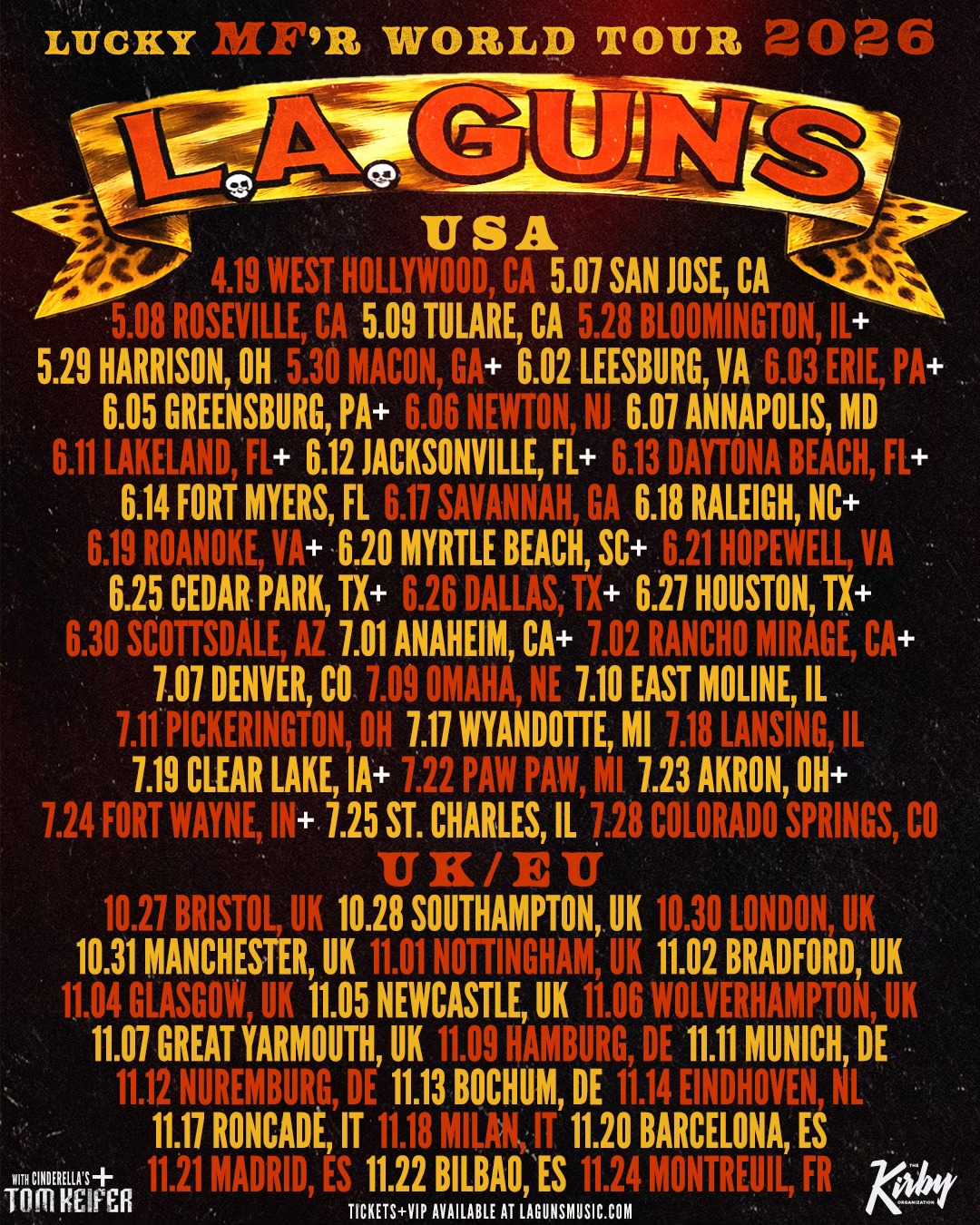 L.A. Guns Lucky MFr Tour Poster 2026